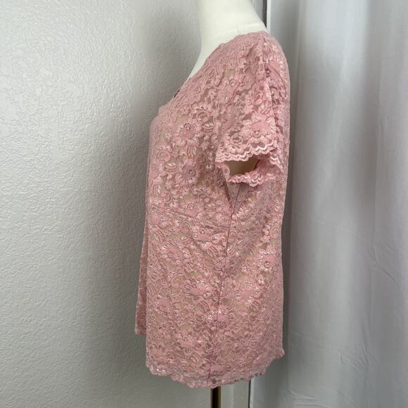 VTG Dialogue Top Womens Large Pink Lace Babydoll Fairy Y2K Soft Girl Romantic - Picture 3 of 8